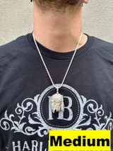 HarlemBling HEAVY SOLID Real 925 Sterling Silver Jesus Piece Iced Pendant Necklace - 3 Sizes 