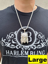 HarlemBling HEAVY SOLID Real 925 Sterling Silver Jesus Piece Iced Pendant Necklace - 3 Sizes 