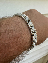 HarlemBling MOISSANITE 10mm Iced Presidential Bracelet Real 925 Silver Flooded Out Hip Hop 