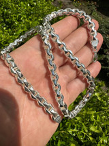  8mm 925 Sterling Silver Men Diamond Cut Rolo Hermes Link Chain Necklace Bracelet 