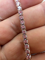 HarlemBling 3mm Pink CZ Tennis Bracelet Real Iced 925 Sterling Silver 14k Rose Gold Plated 