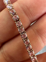 HarlemBling 3mm Pink CZ Tennis Bracelet Real Iced 925 Sterling Silver 14k Rose Gold Plated 