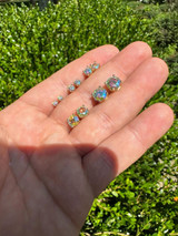  Rainbow Opal Moissanite Screwback Stud Earrings 925 Silver 14k Gold Plated 3-8mm 