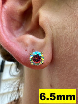  Rainbow Opal Moissanite Screwback Stud Earrings 925 Silver 14k Gold Plated 3-8mm 