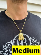 HarlemBling HEAVY SOLID Real 14k Gold Over 925 Sterling Silver Jesus Piece Pendant Necklace 