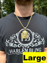 HarlemBling HEAVY SOLID Real 14k Gold Over 925 Sterling Silver Jesus Piece Pendant Necklace 