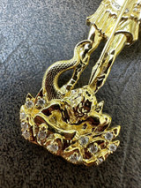 Hip Hop Real MOISSANITE Saint Michael Slaying Dragon Pendant 14k Gold Over 925 Silver 