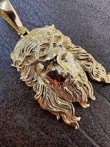 HarlemBling HEAVY SOLID Real 14k Gold Over 925 Sterling Silver Jesus Piece Pendant - 1-2.5" 