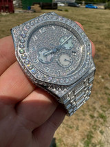 Hip Hop Real MOISSANITE Mens Watch Iced Skeleton Back 44mm Hip Hop Passes Diamond Tester. 