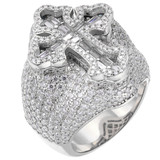 HarlemBling 6.5ct MOISSANITE Iced Real Baguette Cross Shaped Ring For Men Solid 925 Silver 