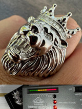 HarlemBling Lion W. Moissanite Baguette Crown 3D Mens Ring - Real Solid 925 Sterling Silver 