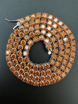 Italiano Silver, Inc. Real Orange MOISSANITE 5mm Tennis Chain 925 Silver Iced Necklace Pass Tester 