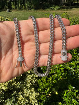 HarlemBling Iced MOISSANITE Clasp Stainless Steel & 925 Silver Franco Chain Necklace 4-6mm 