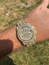 Hip Hop SUMMER 2023 WAVE EDITION Real Baguette MOISSANITE Mens NO ID Presidential Wave Watch Iced Gold  Hip Hop 
