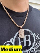 Italiano Silver, Inc. Iced Baguette MOISSANITE Rose Gold Plated Jesus Piece Pendant Pass Test Hip Hop 