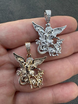 Hip Hop Real Diamond Saint Michael Archangel Pendant Solid 925 Silver Necklace Pendant 