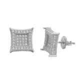Italiano Silver, Inc. 1.17ct VVS Real Diamond Men's Solid 925 Silver Iced Hip Hop Kite Earrings 