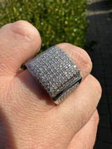 Italiano Silver, Inc. 4.47ct Real Diamond Hip Hop Natural 925 Sterling Silver Iced Square Mens Ring 