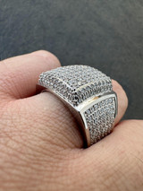 Italiano Silver, Inc. 4.47ct Real Diamond Hip Hop Natural 925 Sterling Silver Iced Square Mens Ring 