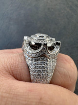 Italiano Silver, Inc. 3.38ct Real VVS Diamond Hip Hop Solid 925 Natural Silver Iced King Crown Ring 