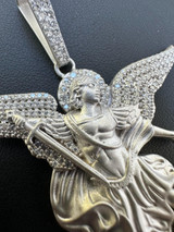 Hip Hop MOISSANITE St Michael Slaying Dragon Pendant 925 Silver & 14k Gold Necklace Iced 