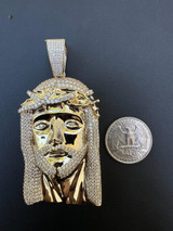 Italiano Silver, Inc. HUGE 3" Solid 10k Yellow Gold 38 Gram Jesus Piece Iced VVS Moissanite Pendant 