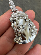 HarlemBling Solid 925 Silver MOISSANITE Jesus Piece Iced Pendant Necklace Handmade In Italy 