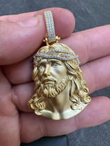 HarlemBling Solid 925 Silver 14k Gold Vermeil MOISSANITE Jesus Piece Iced Pendant Necklace 