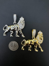  MOISSANITE Real 925 Silver Iced Lion Of Judah W. Crown Rasta Pendant Necklace 