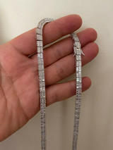 Italiano Silver, Inc. SOLID 925 Sterling Silver Baguette Tennis Chain ICED Diamond Necklace 5mm HipHop 