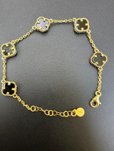 HarlemBling Real Clover Black Onyx 14-24" Necklace Or Bracelet 14k Gold Vermeil 925 Silver 