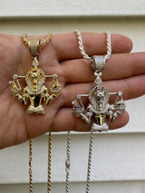 HarlemBling MOISSANITE Anubis Pendant Real 925 Silver / Gold Iced Egyptian Pharoah Necklace 