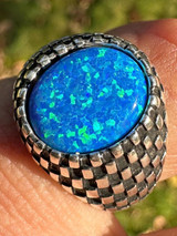 Opal ring, opal, signet ring, traxnyc, fire opal, mens opal ring