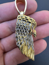  MOISSANITE 925 Silver Gold Plated Iced 3D Bald Eagle Pendant Hip Hop Necklace 