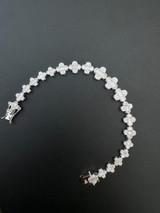 HarlemBling Real Solid 925 Silver 12mm Iced Baguette CZ Clover Graduated Tennis Bracelet 