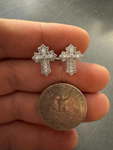 Hip Hop Gothic Cross Large Earrings Real 925 Silver Iced Moissanite Hip Hop Mens Ladies 