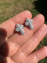 Hip Hop Gothic Cross Large Earrings Real 925 Silver Iced Moissanite Hip Hop Mens Ladies 