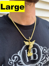 Hip Hop MOISSANITE Real Solid 10k Gold Saint Michael Slaying Dragon Pendant - 3 Sizes 