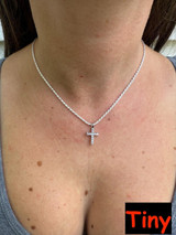 HarlemBling Real MOISSANITE Solid 10k White Gold Iced Tennis Cross Pendant Necklace 5 Sizes 