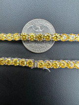 Italiano Silver, Inc. Canary Yellow MOISSANITE 5mm Tennis Chain 925 Silver Iced Necklace Pass Tester 