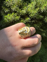 Italiano Silver, Inc. MOISSANITE Iced HEAVY Death Skull Ring Matte Real 14k Gold Over 925 Silver 