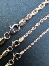 HarlemBling Solid 14k Rose Gold Men's Women's Real Rope Chain Necklace 1.5mm-4mm 