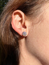 HarlemBling Moissanite Studs Cluster Flower Set Earrings Real 14k Rose Gold Over 925 Silver 
