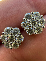 HarlemBling VVS Moissanite Studs Cluster Flower Set Earrings Real 925 Sterling Silver 6-11mm 