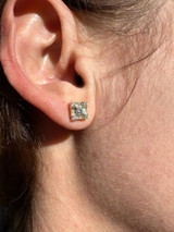 HarlemBling Real Solid 10k Yellow Gold Iced Kite Moissanite Earrings Mens Ladies 6.5mm Studs 