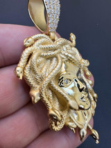 HarlemBling MOISSANITE Medusa Head Pendant - Iced Necklace Real 14k Gold Vermeil 925 Silver 