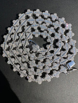 HarlemBling Real Iced MOISSANITE Baguette Clover Tennis Chain Necklace - VVS D Color 8mm 