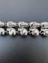 HarlemBling Custom Solid 925 Sterling Silver Skull Death Link Chain Bracelet W. Moissanite 