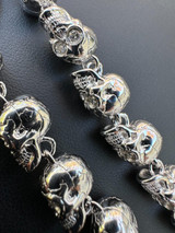 HarlemBling Custom Solid 925 Sterling Silver Skull Death Link Chain Bracelet W. Moissanite 