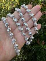 Italiano Silver, Inc. Custom Solid 925 Sterling Silver Skull Death Link Chain Necklace W. Moissanite 